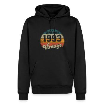 Vintage Geburtstag - September 1993 - Geschenkidee - Männer Premium Bio Hoodie - Schwarz - Vorne - Nico (187cm)