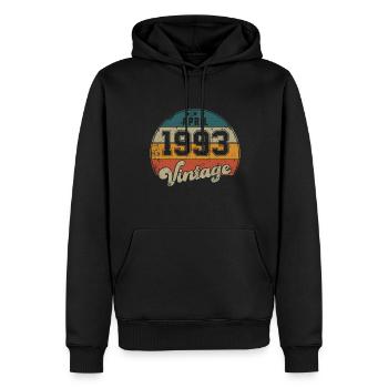 Vintage Geburtstag - April 1993 - Geschenkidee - Männer Premium Bio Hoodie - Schwarz - Vorne - Nico (187cm)
