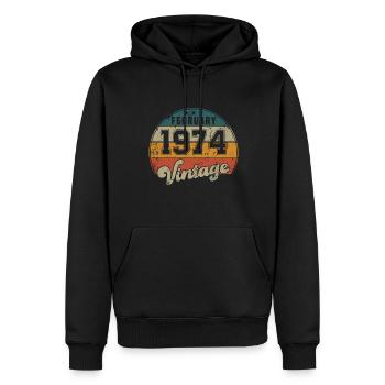 Vintage Geburtstag - Februar 1974 - Geschenkidee - Männer Premium Bio Hoodie - Schwarz - Vorne - Nico (187cm)