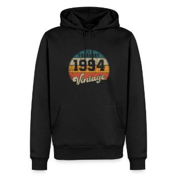 Vintage Geburtstag - Februar 1994 - Geschenkidee - Männer Premium Bio Hoodie - Schwarz - Vorne - Nico (187cm)