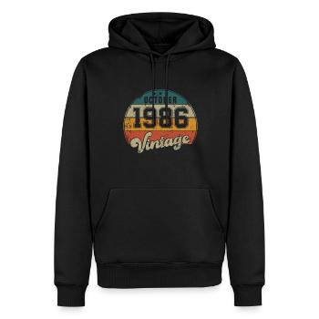 Vintage Geburtstag - Oktober 1986 - Geschenkidee - Männer Premium Bio Hoodie - Schwarz - Vorne - Nico (187cm)