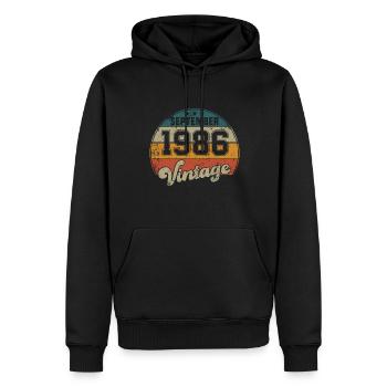 Vintage Geburtstag - September 1986 - Geschenkidee - Männer Premium Bio Hoodie - Schwarz - Vorne - Nico (187cm)