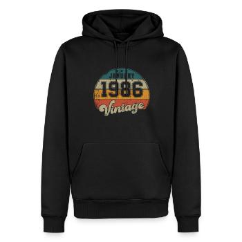 Vintage Geburtstag - Januar 1986 - Geschenkidee - Männer Premium Bio Hoodie - Schwarz - Vorne - Nico (187cm)