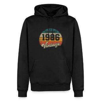Vintage Geburtstag - Februar 1986 - Geschenkidee - Männer Premium Bio Hoodie - Schwarz - Vorne - Nico (187cm)