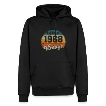Vintage Geburtstag - Februar 1968 - Geschenkidee - Männer Premium Bio Hoodie - Schwarz - Vorne - Nico (187cm)