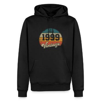 Vintage Geburtstag - Juli 1999 - Geschenkidee - Männer Premium Bio Hoodie - Schwarz - Vorne - Nico (187cm)
