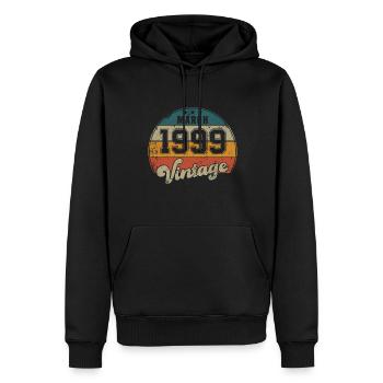 Vintage Geburtstag - März 1999 - Geschenkidee - Männer Premium Bio Hoodie - Schwarz - Vorne - Nico (187cm)