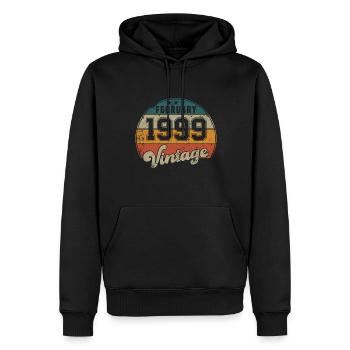 Vintage Geburtstag - Februar 1999 - Geschenkidee - Männer Premium Bio Hoodie - Schwarz - Vorne - Nico (187cm)