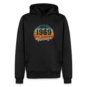 Vintage Geburtstag - März 1969 - Geschenkidee - Männer Premium Bio Hoodie - Schwarz - Vorne - Nico (187cm)