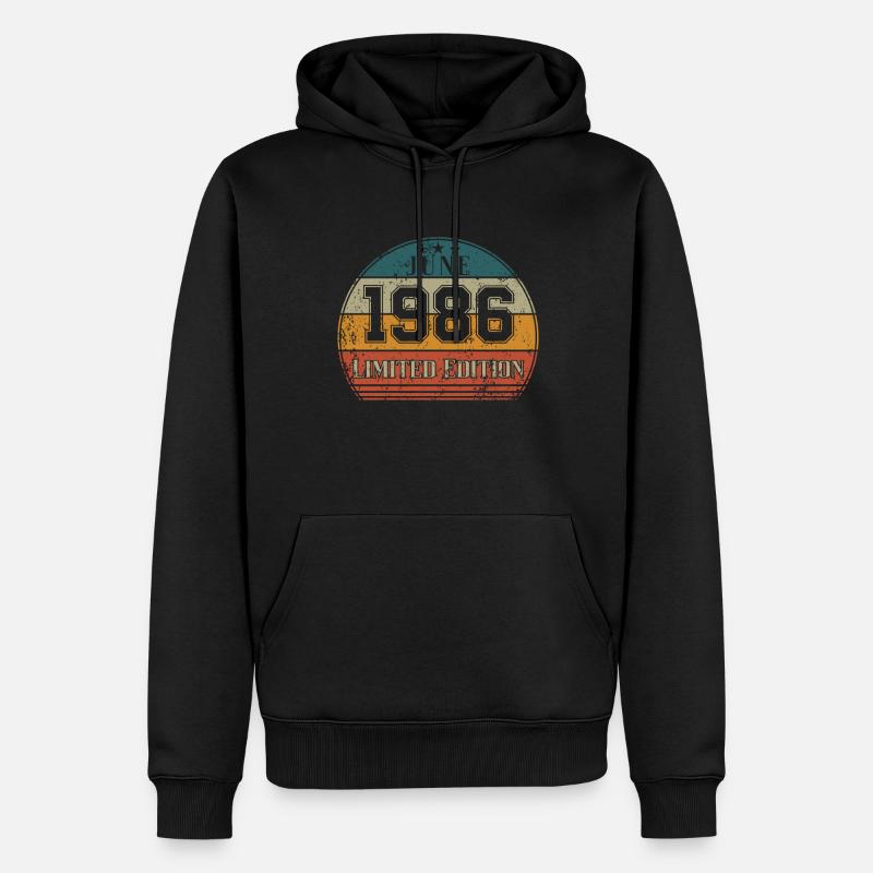 Anniversaire - Edition Limitée Juin 1986 - Sweat à capuche Premium bio Homme - noir