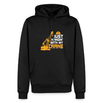 Just Hangin' With My Crane - Lustiges Kranfahrer - Men’s Premium Organic Hoodie - black - Front - Nico (187cm)