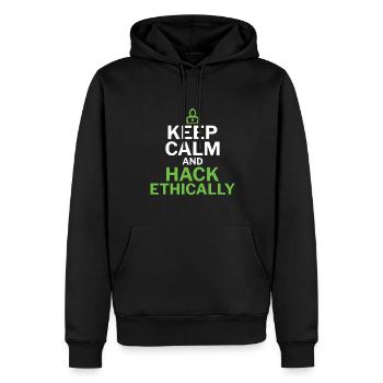 Restez calme et piratez de manière éthique - Ethical Hacker - Sweat à capuche Premium bio Homme - noir - Devant - Nico (187cm)