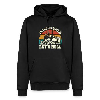 I'm the Conductor Let's Roll - Zugführer Lokführer - Männer Premium Bio Hoodie - Schwarz - Vorne - Nico (187cm)
