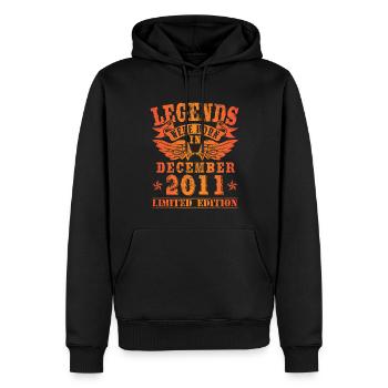 Les légendes sont nées le jour de l'anniversaire de décembre 2011 - Sweat à capuche Premium bio Homme - noir - Devant - Nico (187cm)