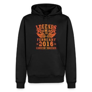 Les légendes sont nées en février 2016 Anniversaire - Sweat à capuche Premium bio Homme - noir - Devant - Nico (187cm)