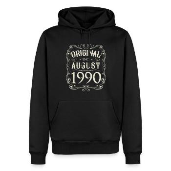 Vintage - Original depuis août 1990 Anniversaire - Sweat à capuche Premium bio Homme - noir - Devant - Nico (187cm)