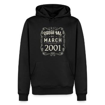 Millésime - Original depuis mars 2001 Anniversaire - Sweat à capuche Premium bio Homme - noir - Devant - Nico (187cm)