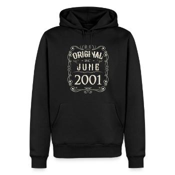 Millésime - Original depuis juin 2001 Anniversaire - Sweat à capuche Premium bio Homme - noir - Devant - Nico (187cm)
