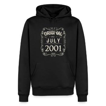 Millésime - Original depuis juillet 2001 Anniversaire - Sweat à capuche Premium bio Homme - noir - Devant - Nico (187cm)
