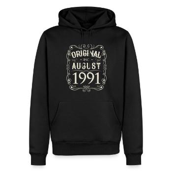 Vintage - Original depuis août 1991 Anniversaire - Sweat à capuche Premium bio Homme - noir - Devant - Nico (187cm)