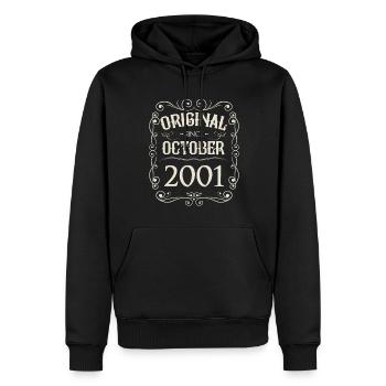 Millésime - Original depuis octobre 2001 Anniversaire - Sweat à capuche Premium bio Homme - noir - Devant - Nico (187cm)