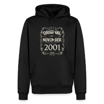 Millésime - Original depuis novembre 2001 Anniversaire - Sweat à capuche Premium bio Homme - noir - Devant - Nico (187cm)
