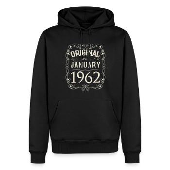Vintage - Original since Januar 1962 Geburtstag - Männer Premium Bio Hoodie - Schwarz - Vorne - Nico (187cm)