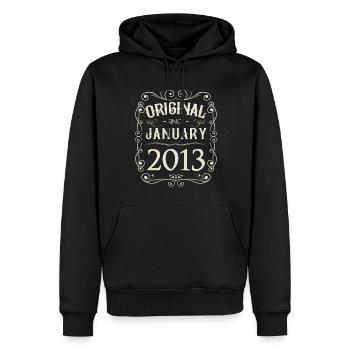 Vintage - Original since Januar 2013 Geburtstag - Männer Premium Bio Hoodie - Schwarz - Vorne - Nico (187cm)
