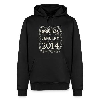 Vintage - Original since Januar 2014 Geburtstag - Männer Premium Bio Hoodie - Schwarz - Vorne - Nico (187cm)