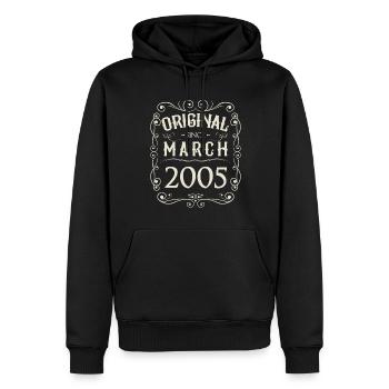 Vintage - Original depuis l'anniversaire de mars 2005 - Sweat à capuche Premium bio Homme - noir - Devant - Nico (187cm)
