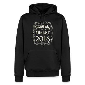 Millésime - Original depuis août 2016 Anniversaire - Sweat à capuche Premium bio Homme - noir - Devant - Nico (187cm)