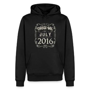 Millésime - Original depuis juillet 2016 Anniversaire - Sweat à capuche Premium bio Homme - noir - Devant - Nico (187cm)