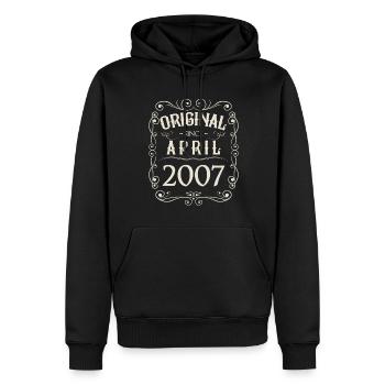 Vintage - Original depuis l'anniversaire d'avril 2007 - Sweat à capuche Premium bio Homme - noir - Devant - Nico (187cm)