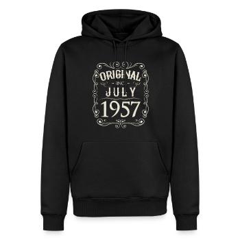 Vintage - Original depuis l'anniversaire de juillet 1957 - Sweat à capuche Premium bio Homme - noir - Devant - Nico (187cm)