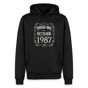 Vintage - Original since Oktober 1987 Geburtstag - Männer Premium Bio Hoodie - Schwarz - Vorne - Nico (187cm)