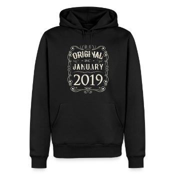 Vintage - Original since January 2019 Birthday - Men’s Premium Organic Hoodie - black - Front - Nico (187cm)