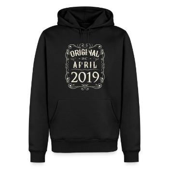 Vintage - Original since April 2019 Birthday - Men’s Premium Organic Hoodie - black - Front - Nico (187cm)