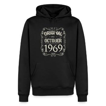 Vintage - Original since Oktober 1969 Geburtstag - Männer Premium Bio Hoodie - Schwarz - Vorne - Nico (187cm)