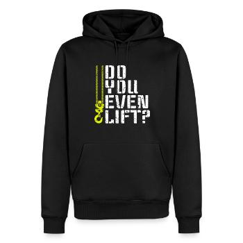 Est-ce que vous soulevez même ? - Drôle de grutier - Sweat à capuche Premium bio Homme - noir - Devant - Nico (187cm)