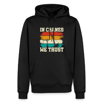 Dans les grues auxquelles nous faisons confiance - Funny Crane Driver - Sweat à capuche Premium bio Homme - noir - Devant - Nico (187cm)