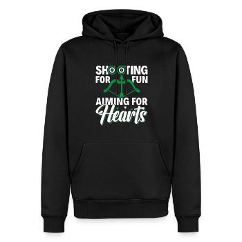 Shooting for Fun Aiming for Hearts - Archer - Men’s Premium Organic Hoodie - black - Front - Nico (187cm)