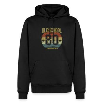 August 1980 - Geburtstag im August Oldschool - Männer Premium Bio Hoodie - Schwarz - Vorne - Nico (187cm)