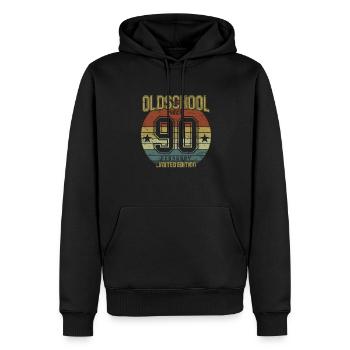 February 1990 - Geburtstag im Februar Oldschool - Männer Premium Bio Hoodie - Schwarz - Vorne - Nico (187cm)