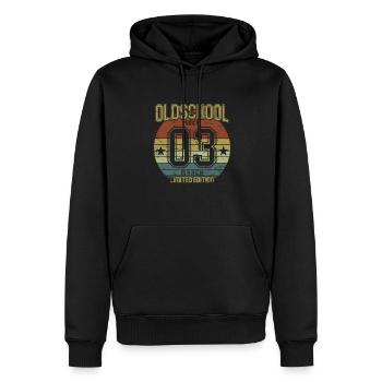 Mars 2003 - Anniversaire en mars Oldschool - Sweat à capuche Premium bio Homme - noir - Devant - Nico (187cm)