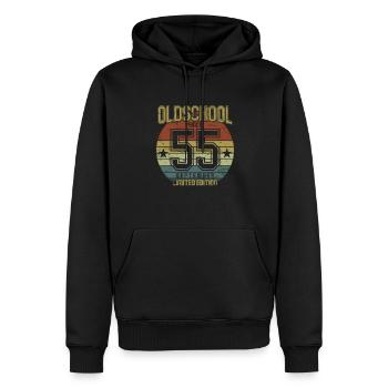 September 1955 - Geburtstag im September Oldschool - Männer Premium Bio Hoodie - Schwarz - Vorne - Nico (187cm)
