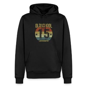 Février 2015 - Anniversaire en février Oldschool - Sweat à capuche Premium bio Homme - noir - Devant - Nico (187cm)