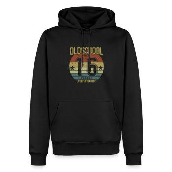Août 2016 - Anniversaire en août Oldschool - Sweat à capuche Premium bio Homme - noir - Devant - Nico (187cm)