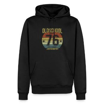 October 1976 - Geburtstag im Oktober Oldschool - Männer Premium Bio Hoodie - Schwarz - Vorne - Nico (187cm)