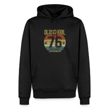 February 1976 - Geburtstag im Februar Oldschool - Männer Premium Bio Hoodie - Schwarz - Vorne - Nico (187cm)