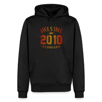 Février 2010 - Anniversaire en février Génial - Sweat à capuche Premium bio Homme - noir - Devant - Nico (187cm)